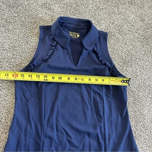 Lilly Pulitzer Martina Luxletic Knit Collared V-Neck Sleeveless Ruffle Top Small - Picture 9 of 12